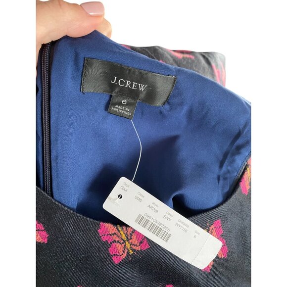NWT J. Crew Dress Size 6 Blue Pink Butterfly Sheath Dress size 6 - Picture 6 of 9